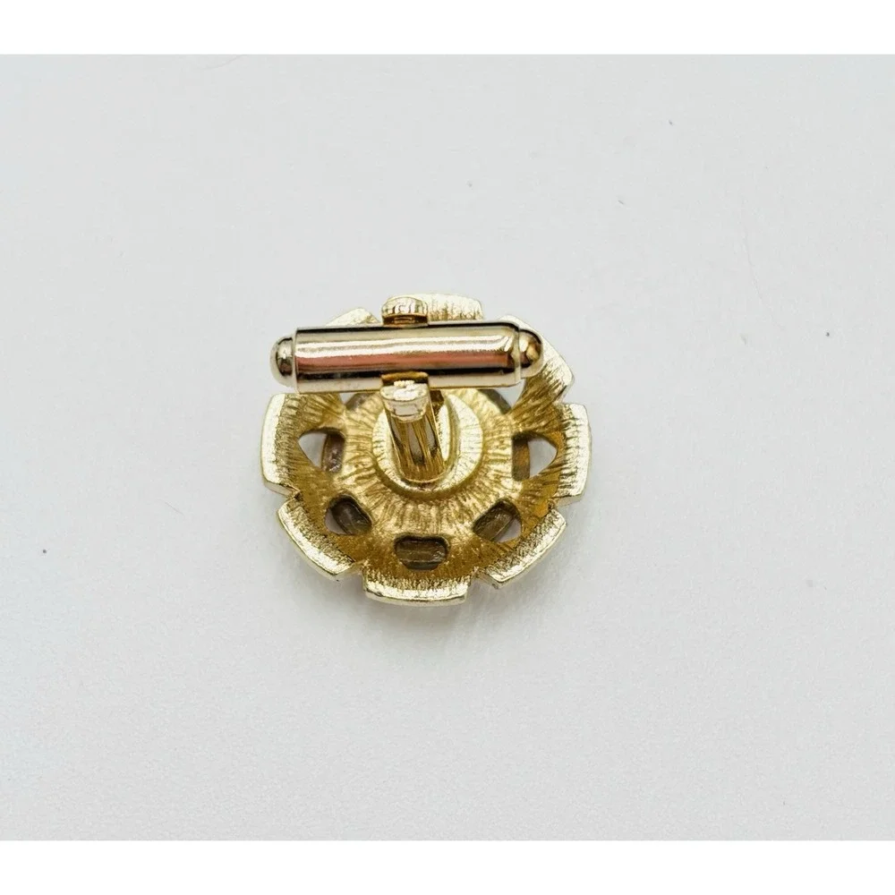 Vintage Dante Tiger's Eye Cufflinks Tie Tack Set Gold‎ Tone Swirl Retro Mens